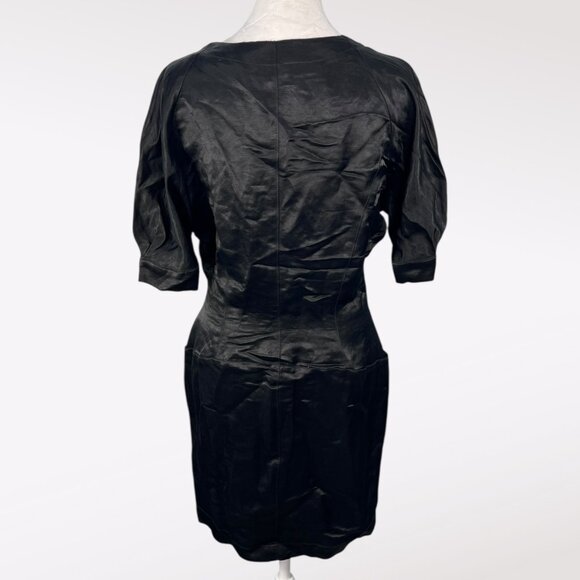 Vintage 80s Black Puff Sleeve Dress Italy Primadonna Buttons Pockets Size Small - Picture 5 of 10